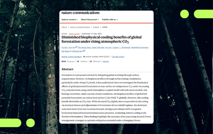 New research reveals declining cooling benefits of global forestation under rising CO₂